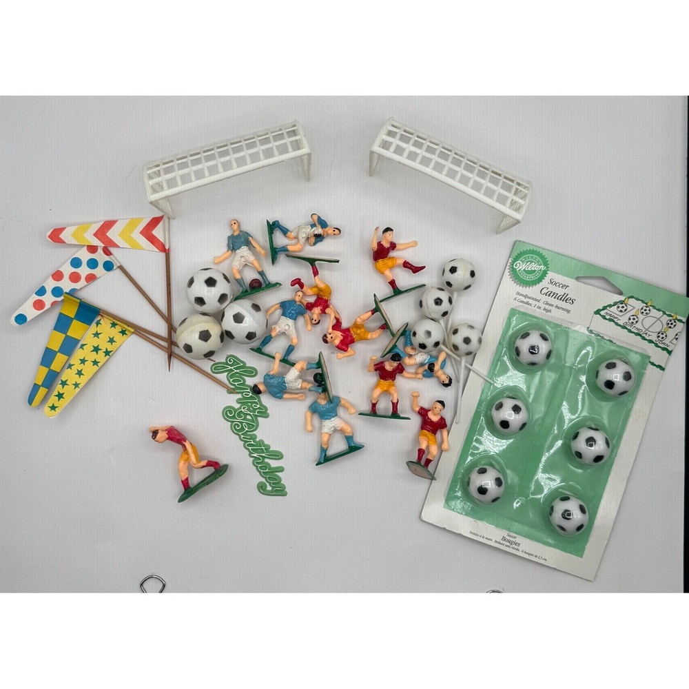 Soccer Cake Topper Futbol Goals Players Flags Ball Candles